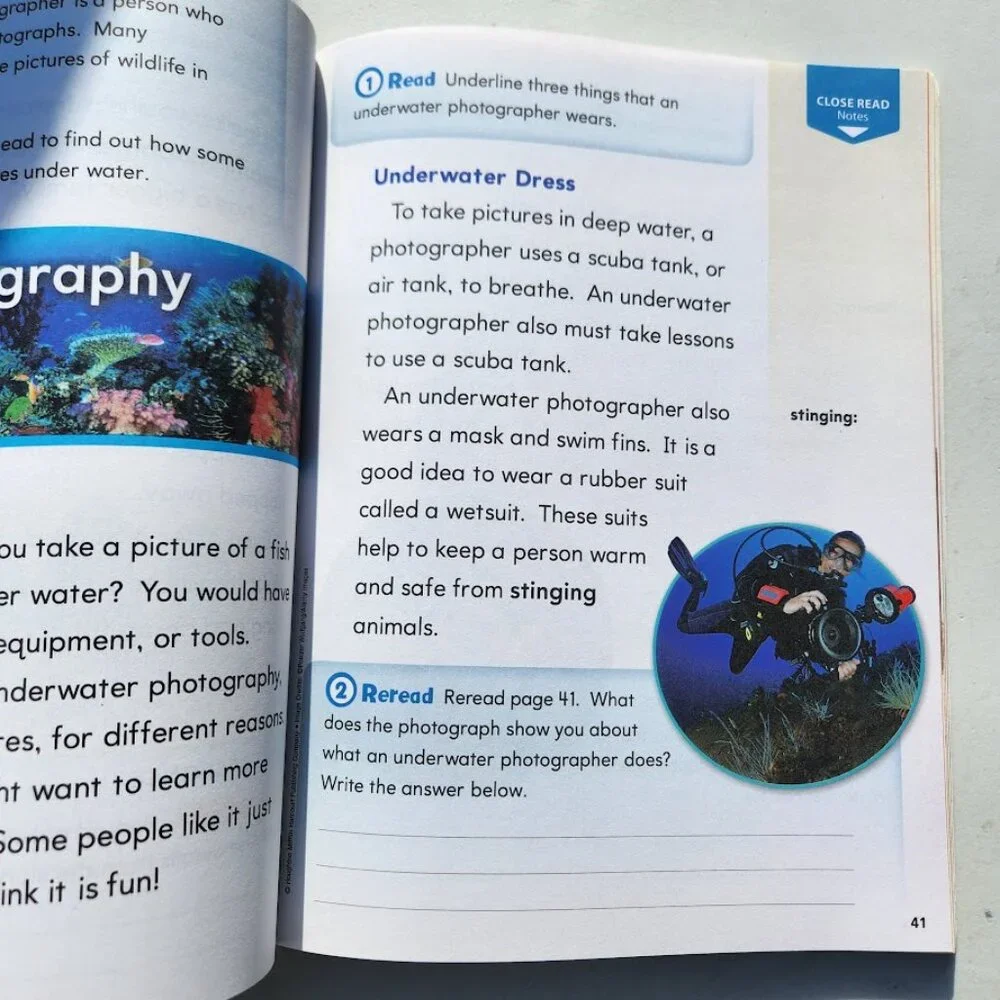 New Journeys Close Reader Notebook Grade 2 2nd Grade Workbook Book 9780544869448